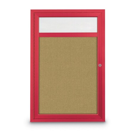 United Visual Products Slim Enclosed Corkboard, 30"x36", Satin Alum Frame/Dark Spruce UVEB3036-SATIN-DRKSPR